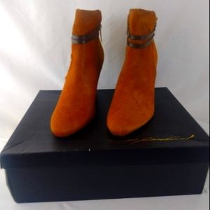 Hal Rubenstein Camel Leather Fur Boots